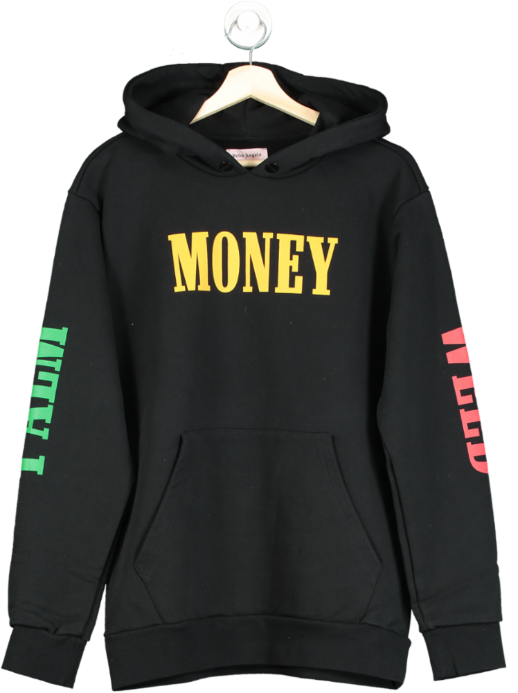 Palm Angels Black Money Weed Palm Hoodie UK S