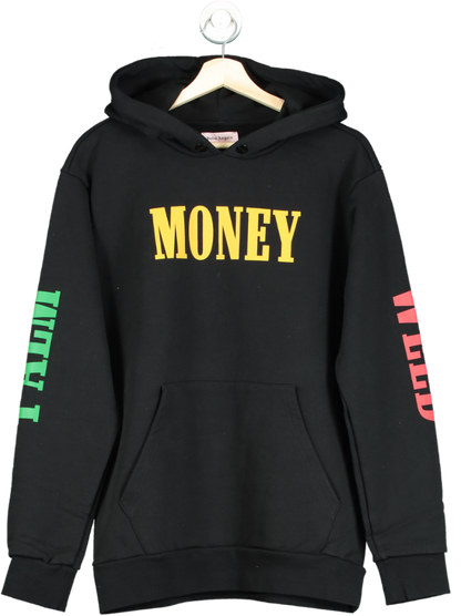 Palm Angels Black Money Weed Palm Hoodie UK S