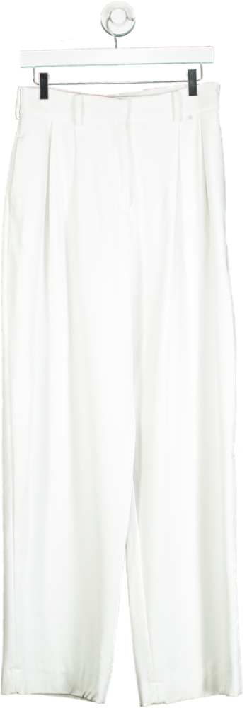 John Lewis White Pleated Wide Leg Trousers UK 10