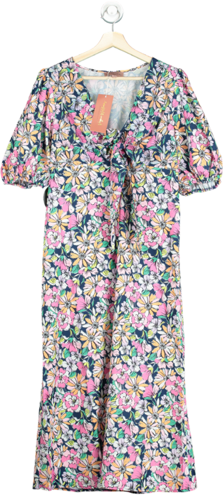 Little Mistress Multicoloured Vogue Williams Tie Front Floral Midaxi Dress UK 12