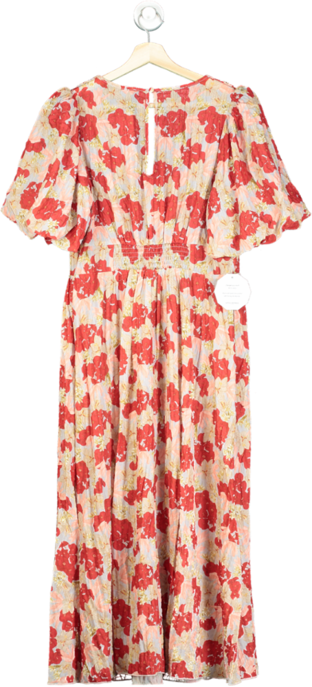 Little Mistress Red Floral Print Midaxi Dress UK 12