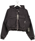Represent Black Crash Cropped Denim Jacket UK S