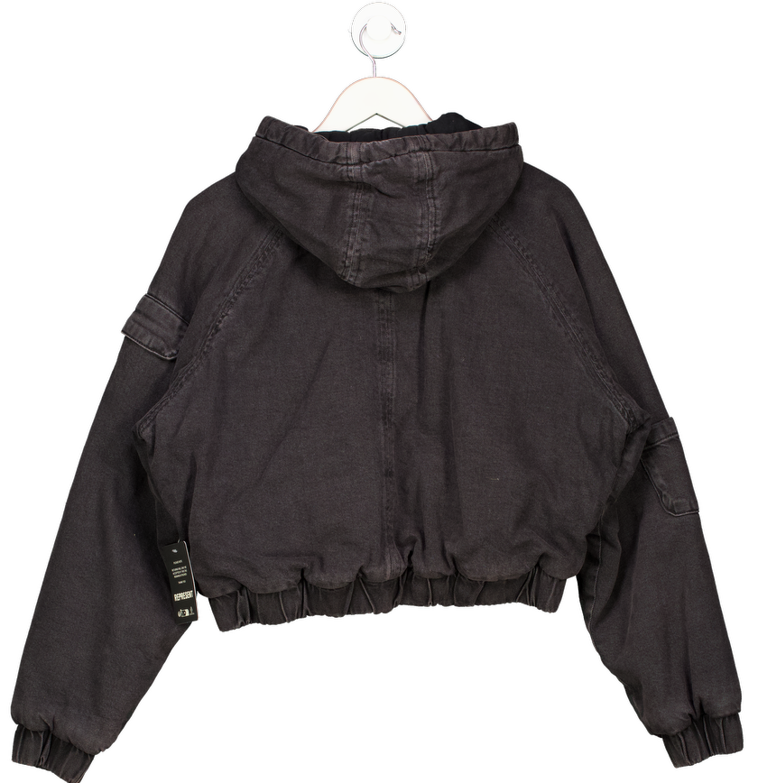 Represent Black Crash Cropped Denim Jacket UK S