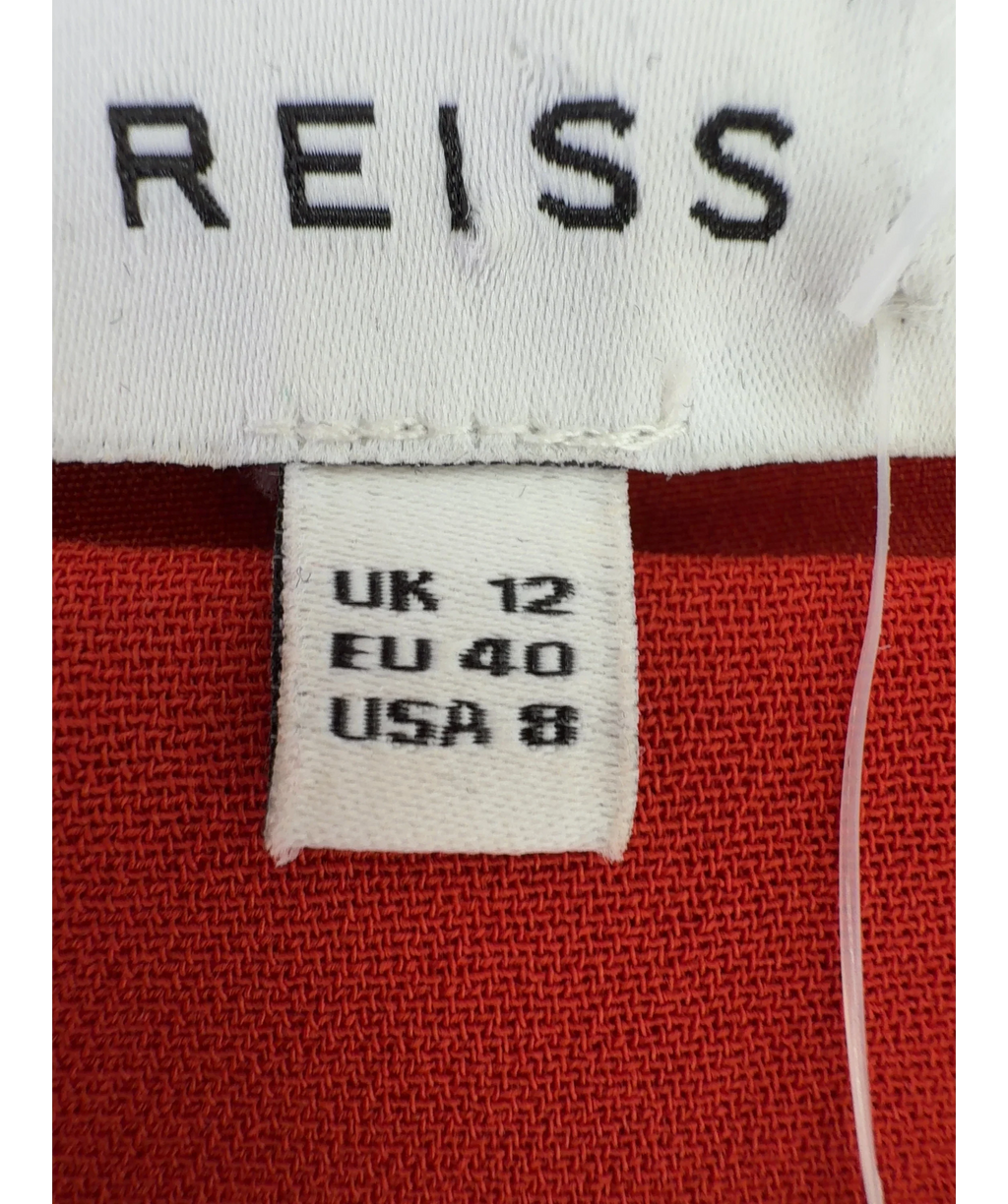 REISS Red Victoria Capped Sleeve Midi Dress, size UK 12 — care label