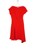 REISS Red Victoria Capped Sleeve Midi Dress, size UK 12 — front