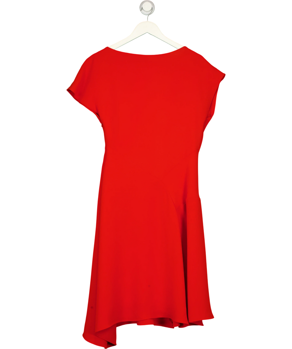 REISS Red Victoria Capped Sleeve Midi Dress, size UK 12 — back