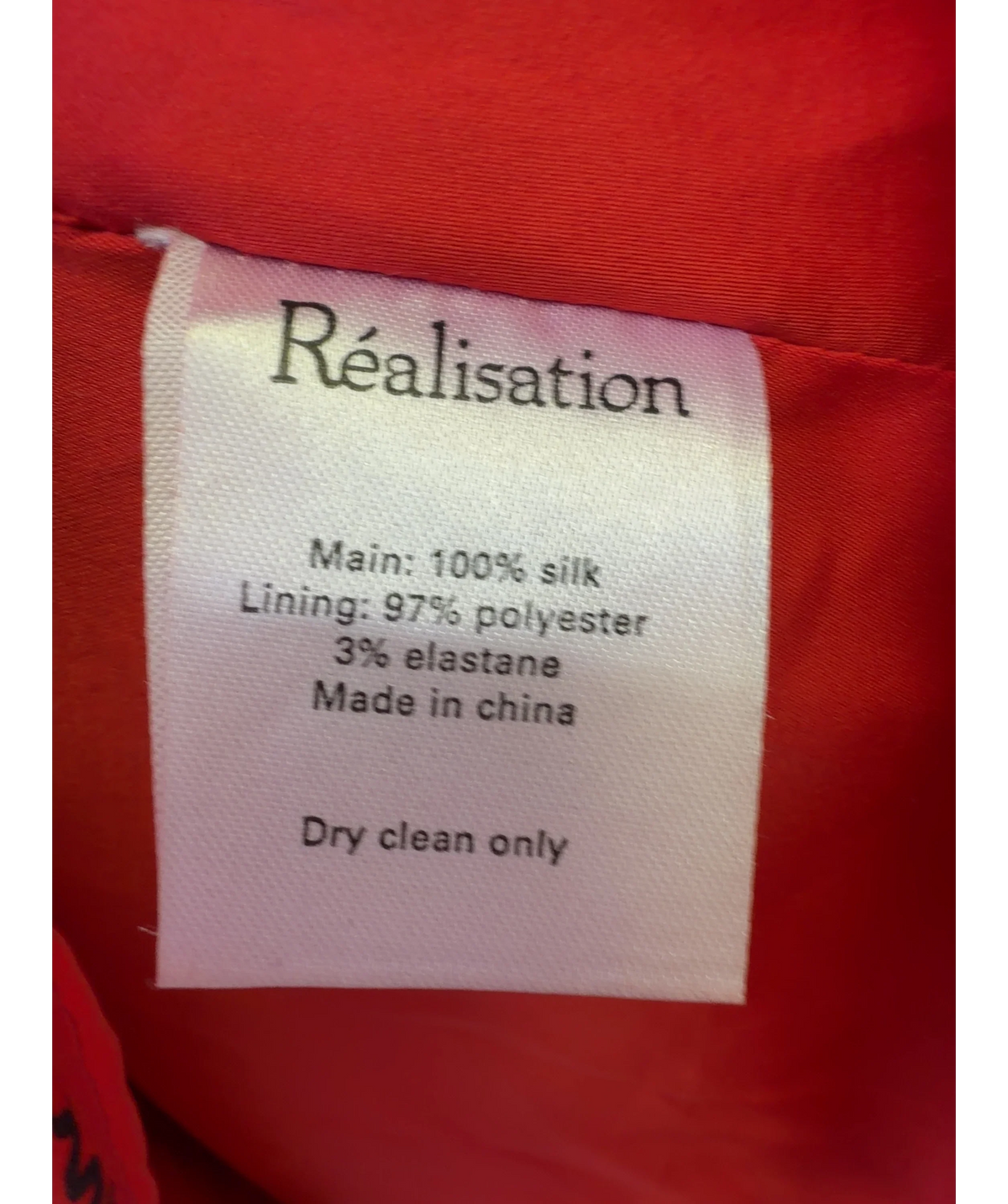 Réalisation Red The Venus, size UK XS — label