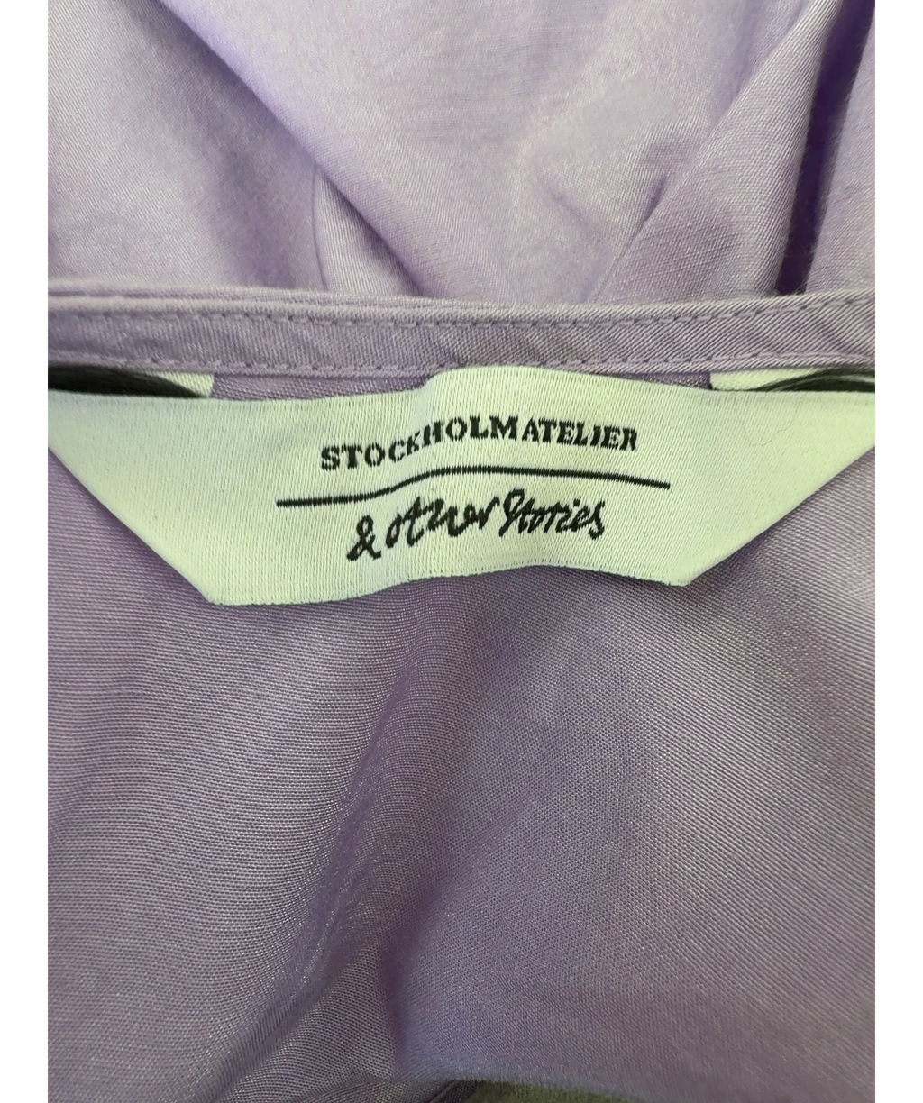 & OTHER STORIES Purple embroidered tiered mini dress, size UK 8 — detail