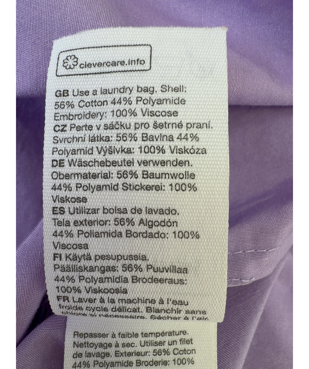 & OTHER STORIES Purple embroidered tiered mini dress, size UK 8 — label