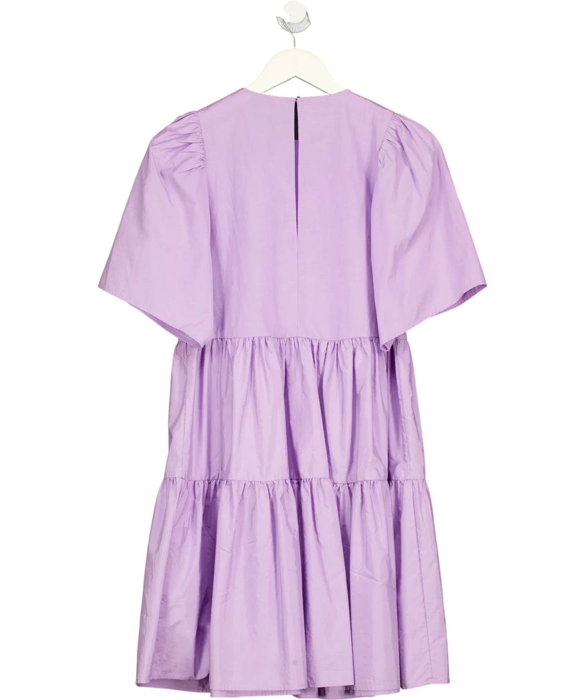 & OTHER STORIES Purple embroidered tiered mini dress, size UK 8 — back
