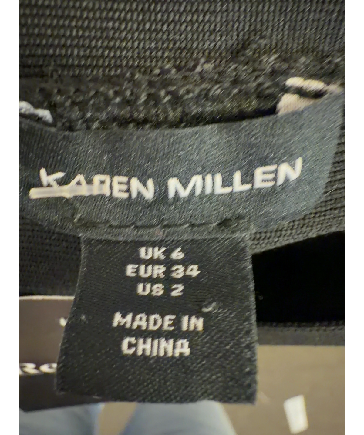 KAREN MILLEN Black Colour, size UK 6 — care label