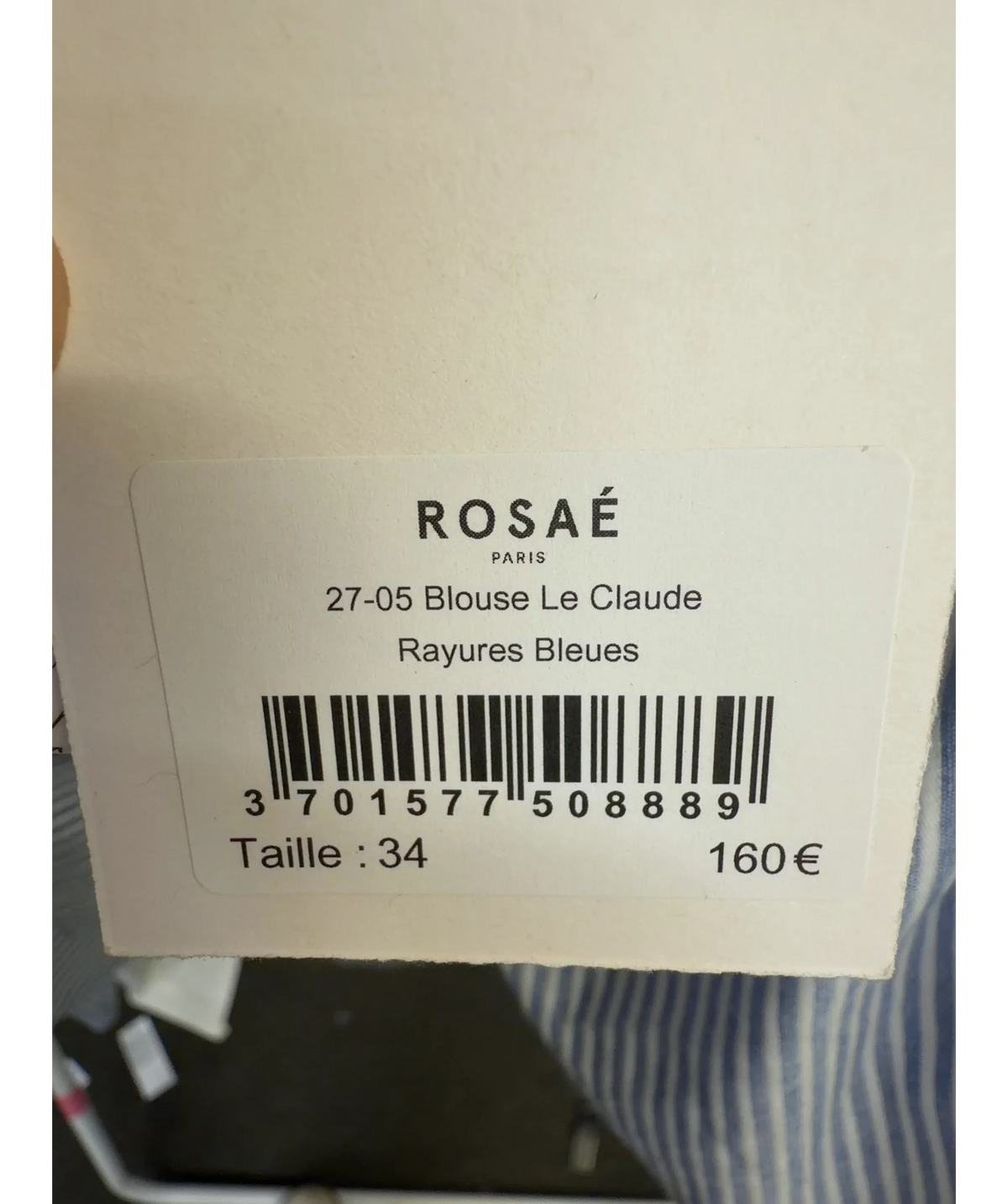 Rosaé Paris Blue Blouse Le Claude, size UK 6 — label