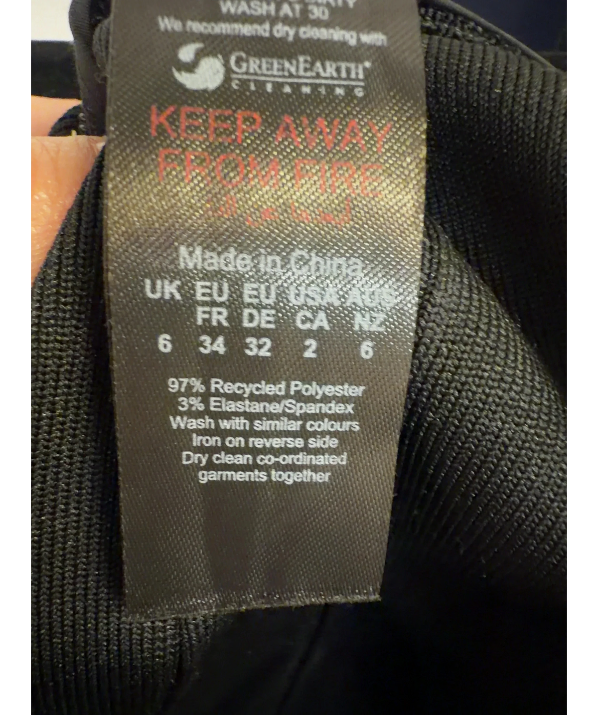 KAREN MILLEN Black Colour, size UK 6 — label