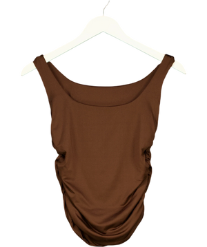 Brown Ruched Scoop Top UK S