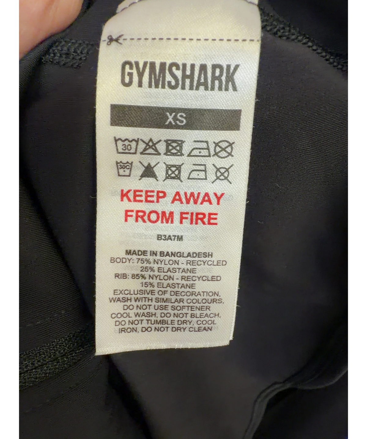 GYMSHARK Black Training Zip Up Jacket, size UK XS — label