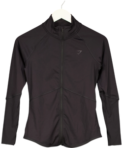 GYMSHARK Black Training Zip Up Jacket, size UK XS — front