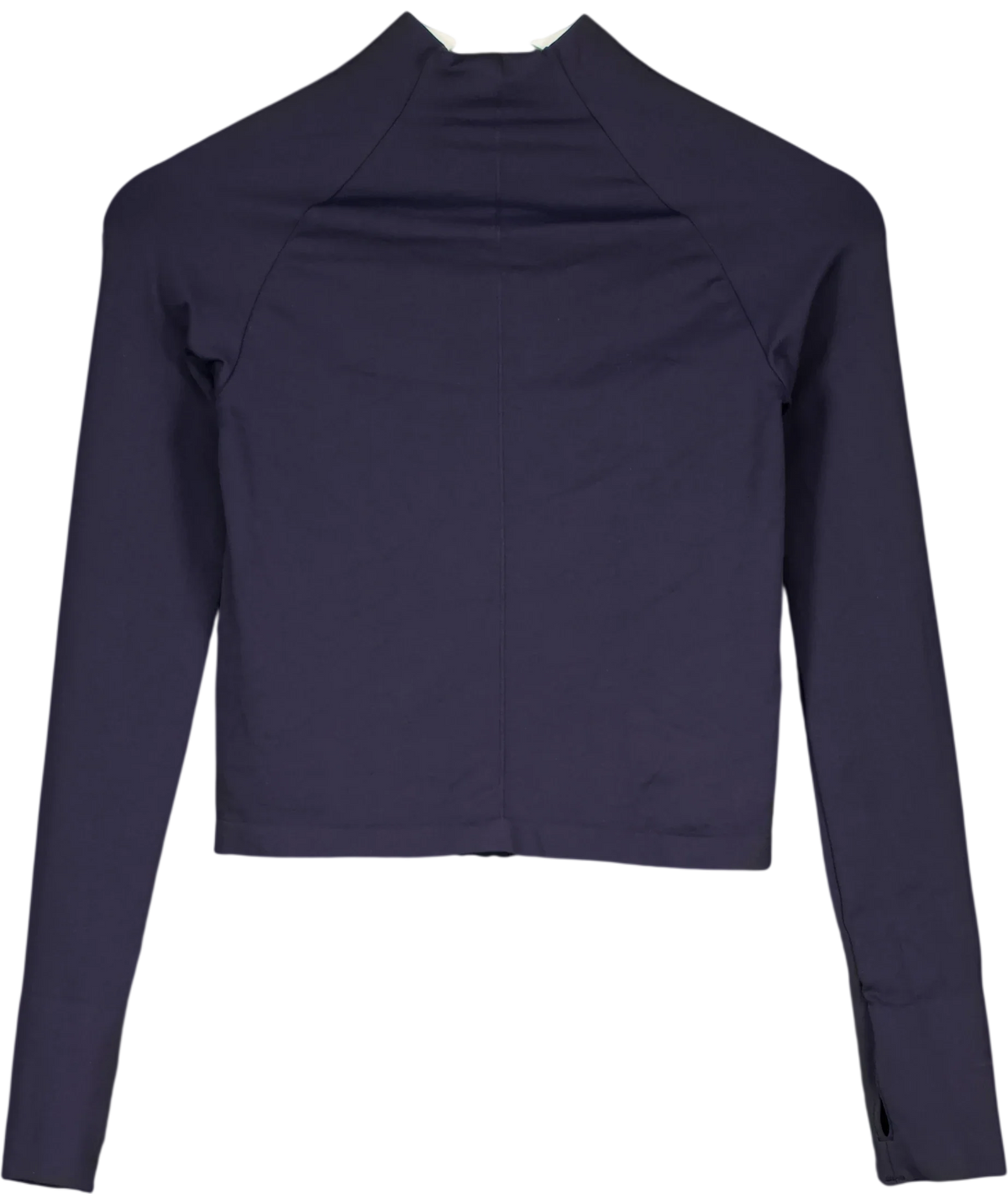 GYMSHARK navy Soft Sculpt Zip Up Jacket, size UK XS — back