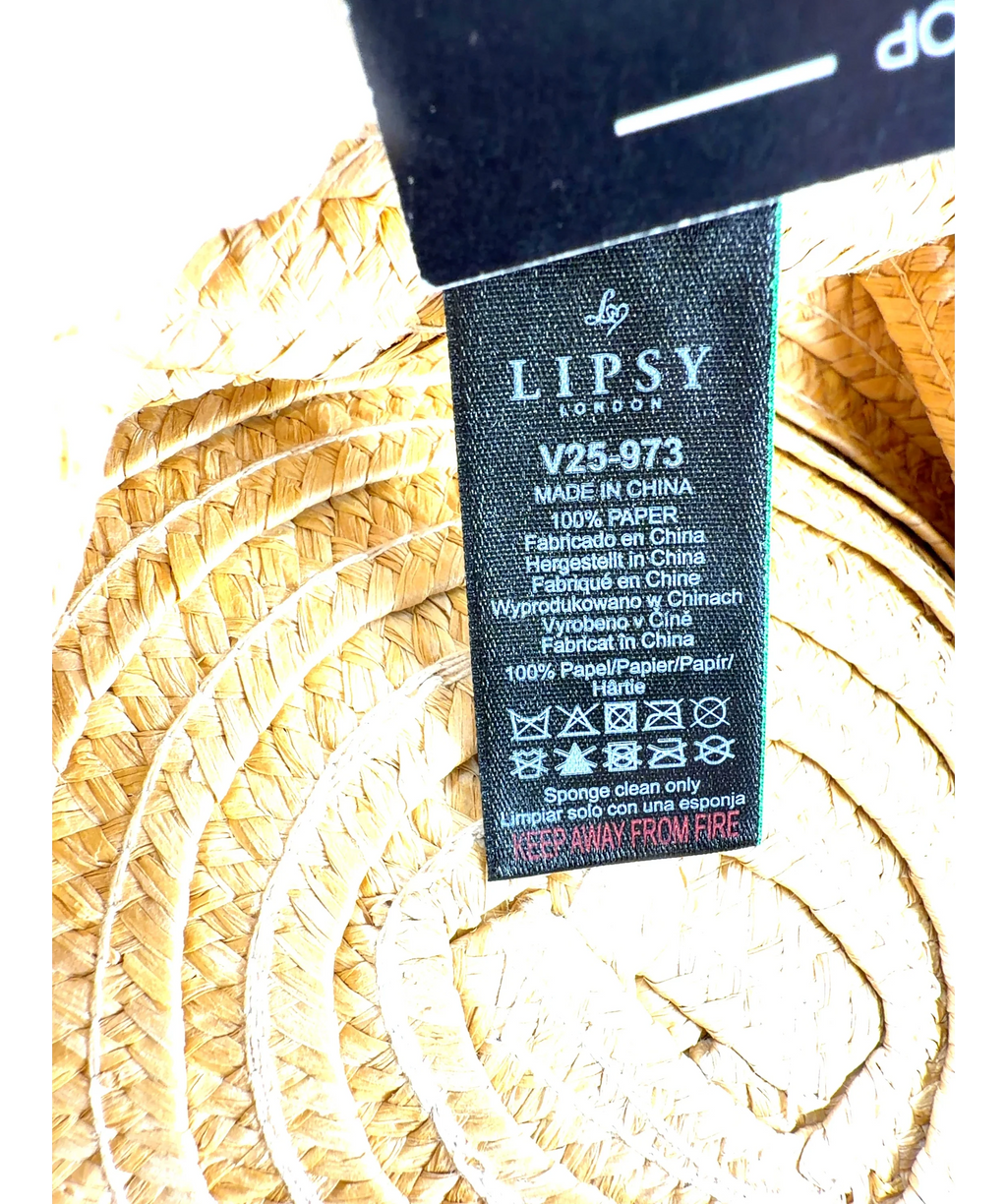 Lipsy Beige sun hat — care label