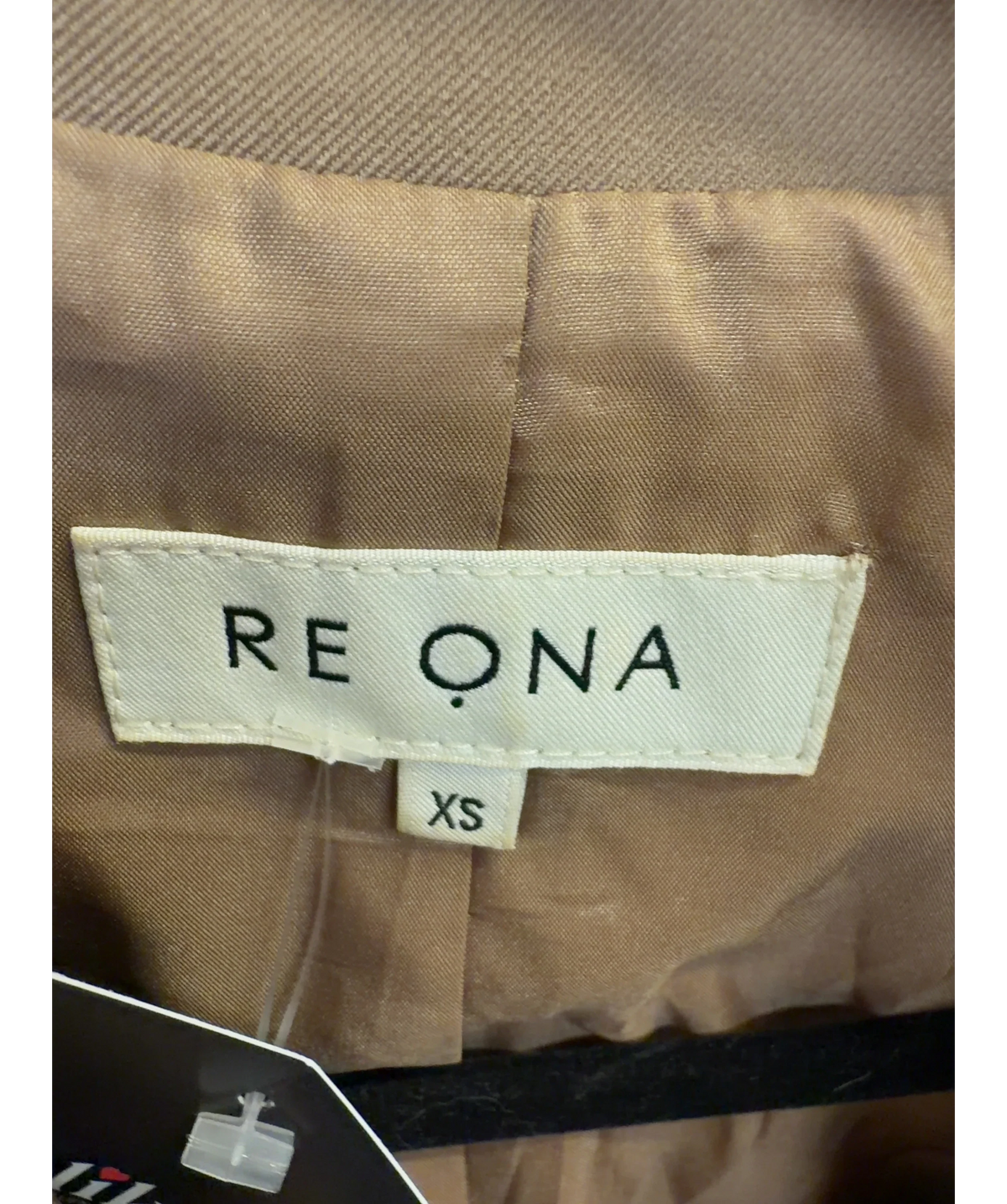 Re Ona camel Beige tailored blazer, size UK XS — care label