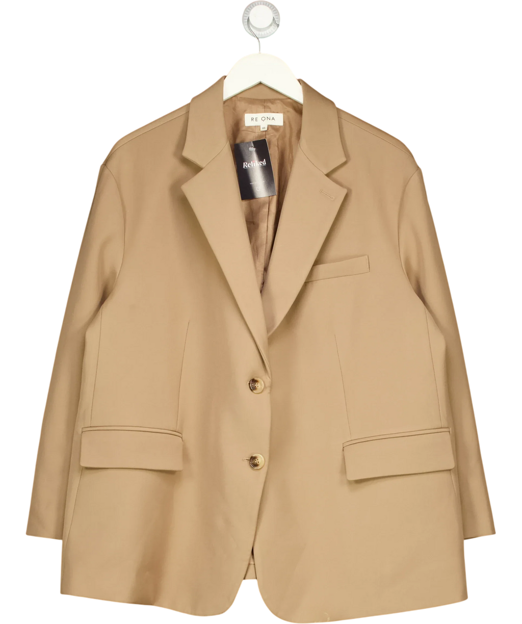 Re Ona camel Beige tailored blazer, size UK XS — front