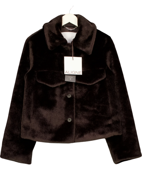 Aligne Brown Finlay Faux Fur Jacket, size UK 8 — front