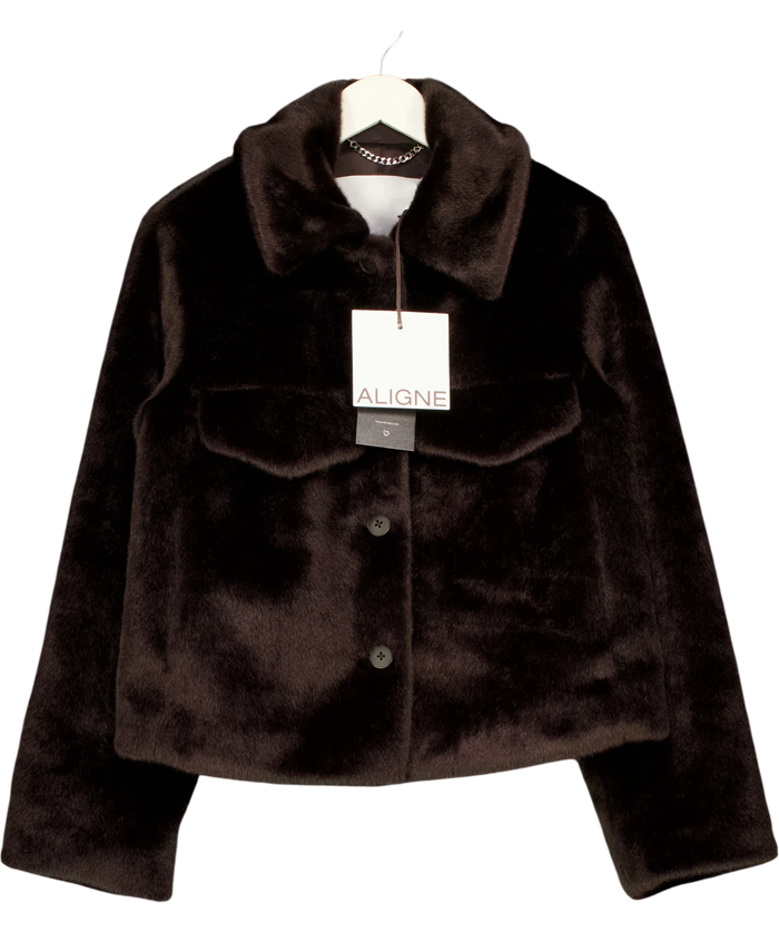 Aligne Finlay Faux Fur Jacket Brown UK 8