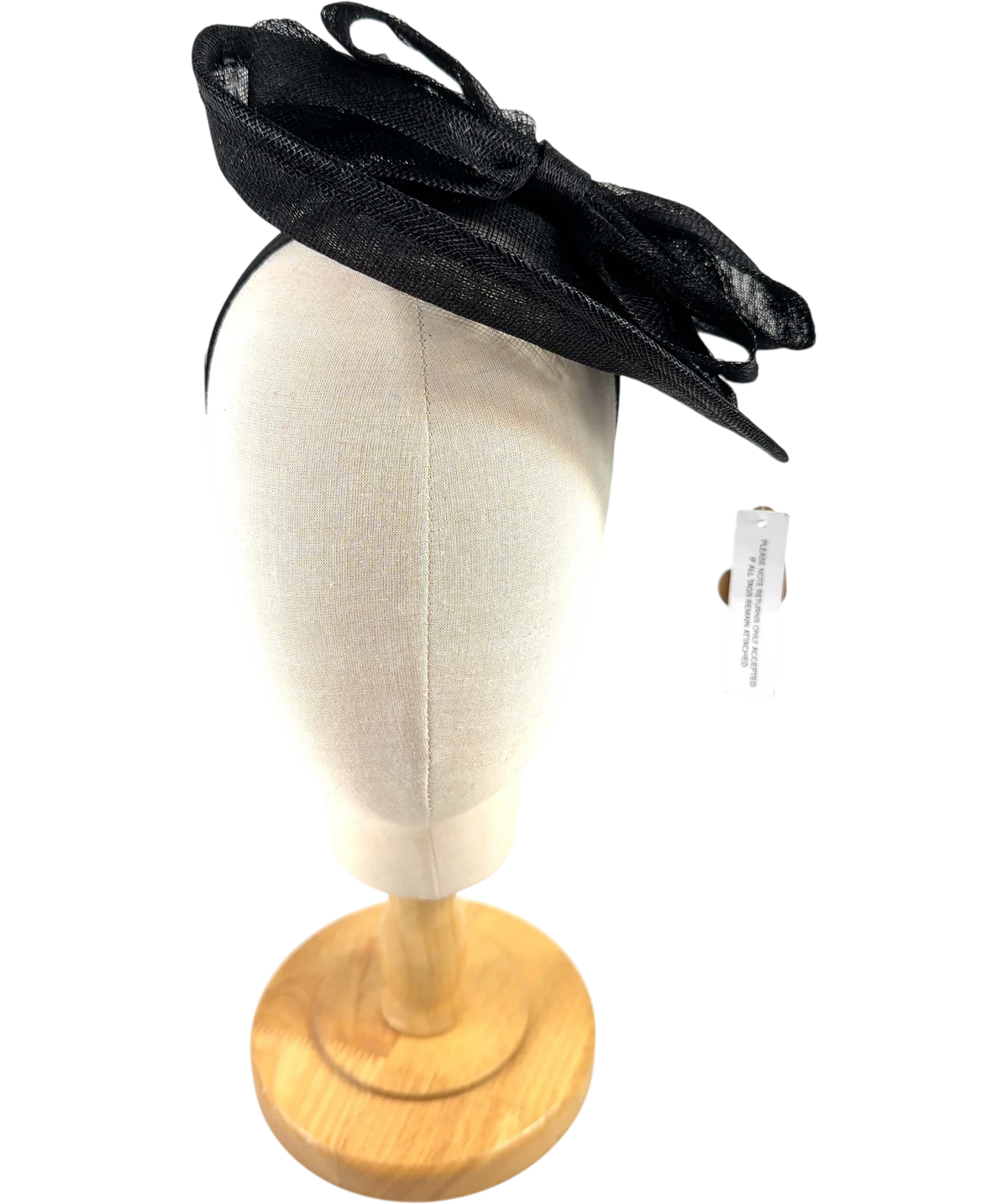 Accessorize Black Structured Disc Bow Fascinator — front