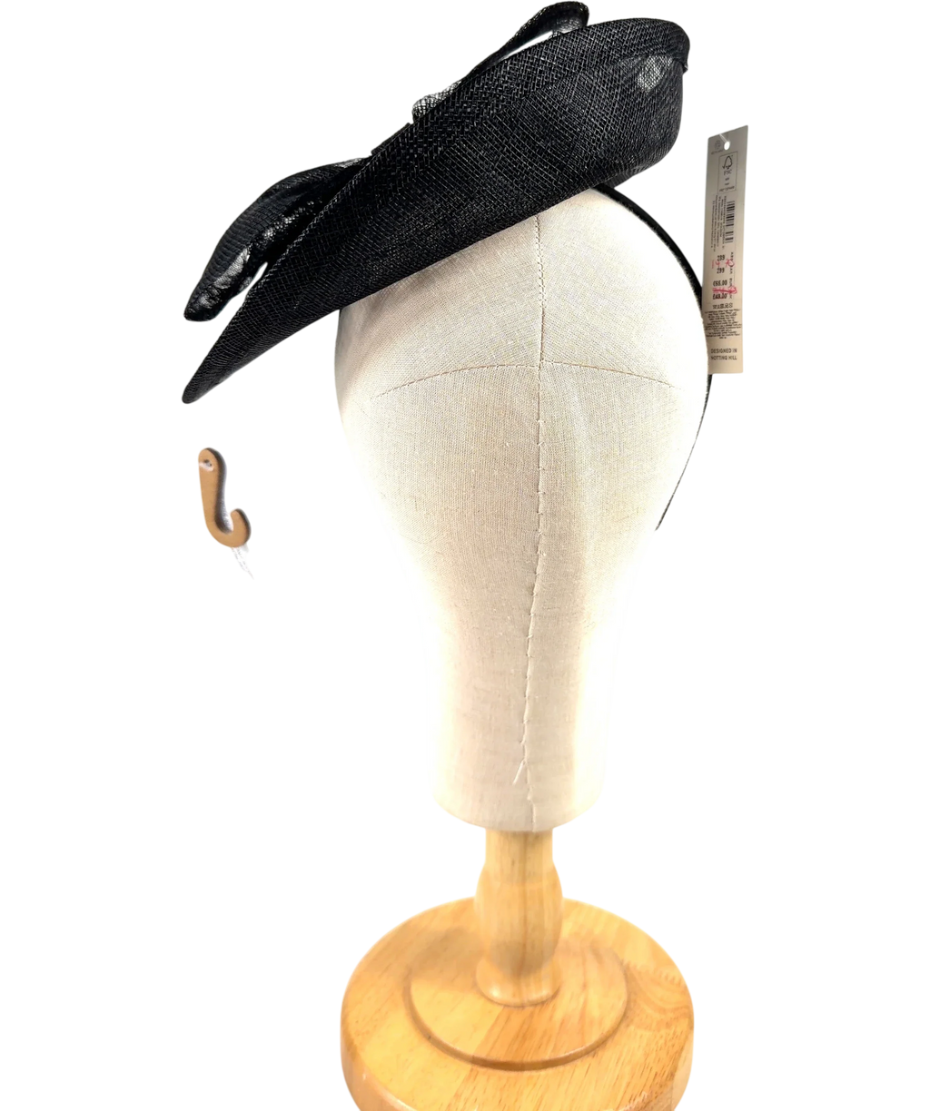 Accessorize Black Structured Disc Bow Fascinator — fabric detail