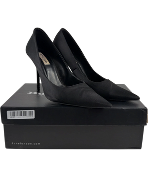 Dune Adria T Black Satin Killer Point Heels UK 5