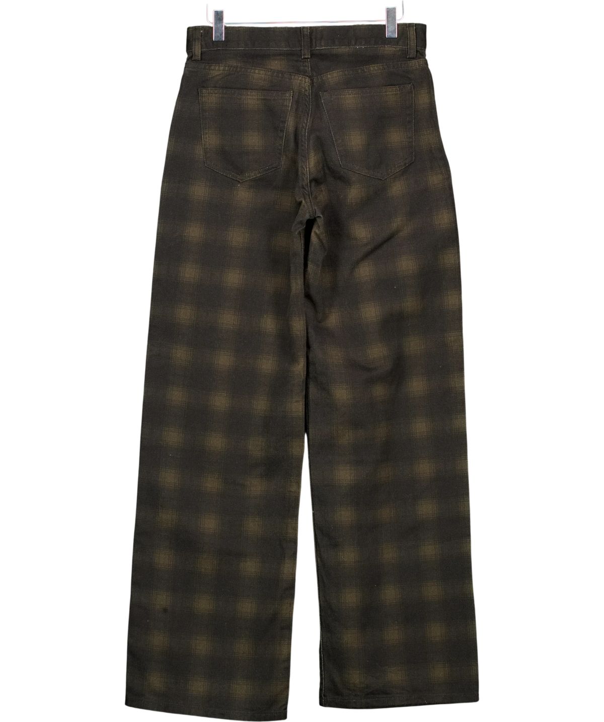 Weekday Black low rise straight leg checked twill trousers, size UK 6 — back