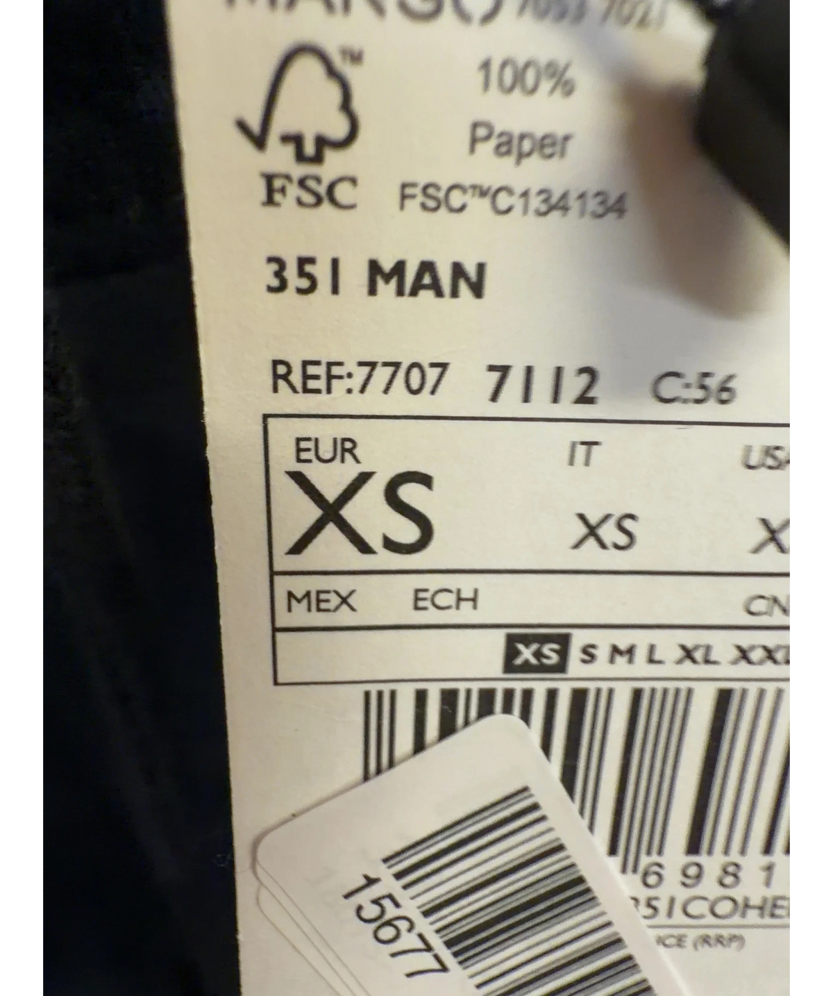 MANGO Blue Colour, size UK XS — label
