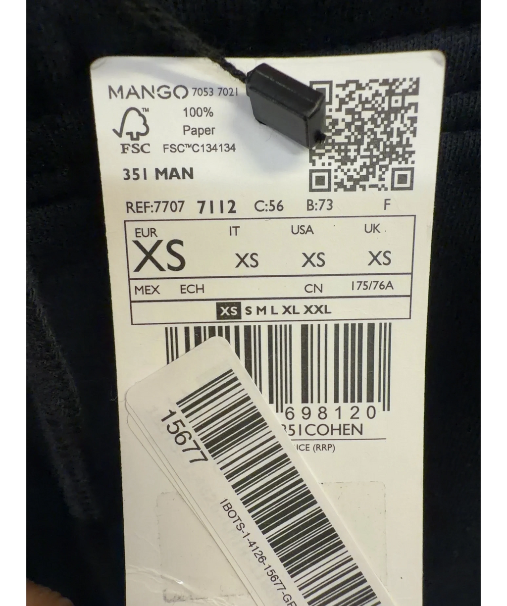 MANGO Blue Colour, size UK XS — care label