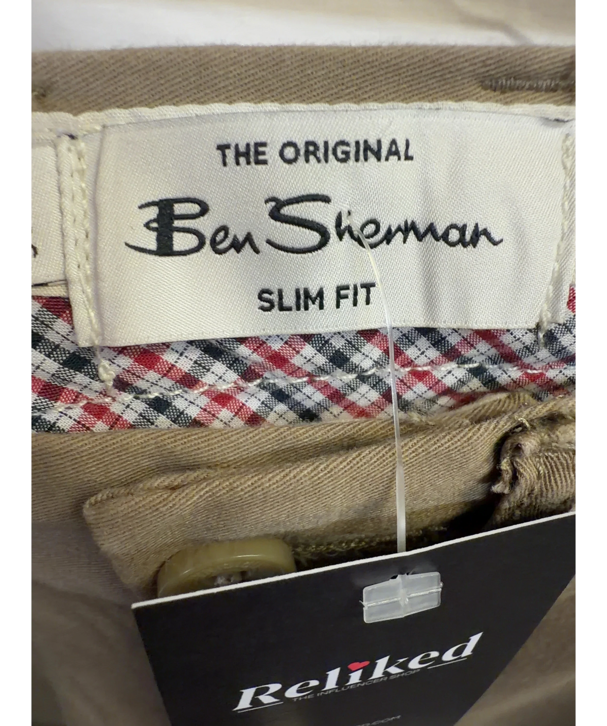 Ben Sherman Beige Signature Slim Stretch Chino, size W32 — detail