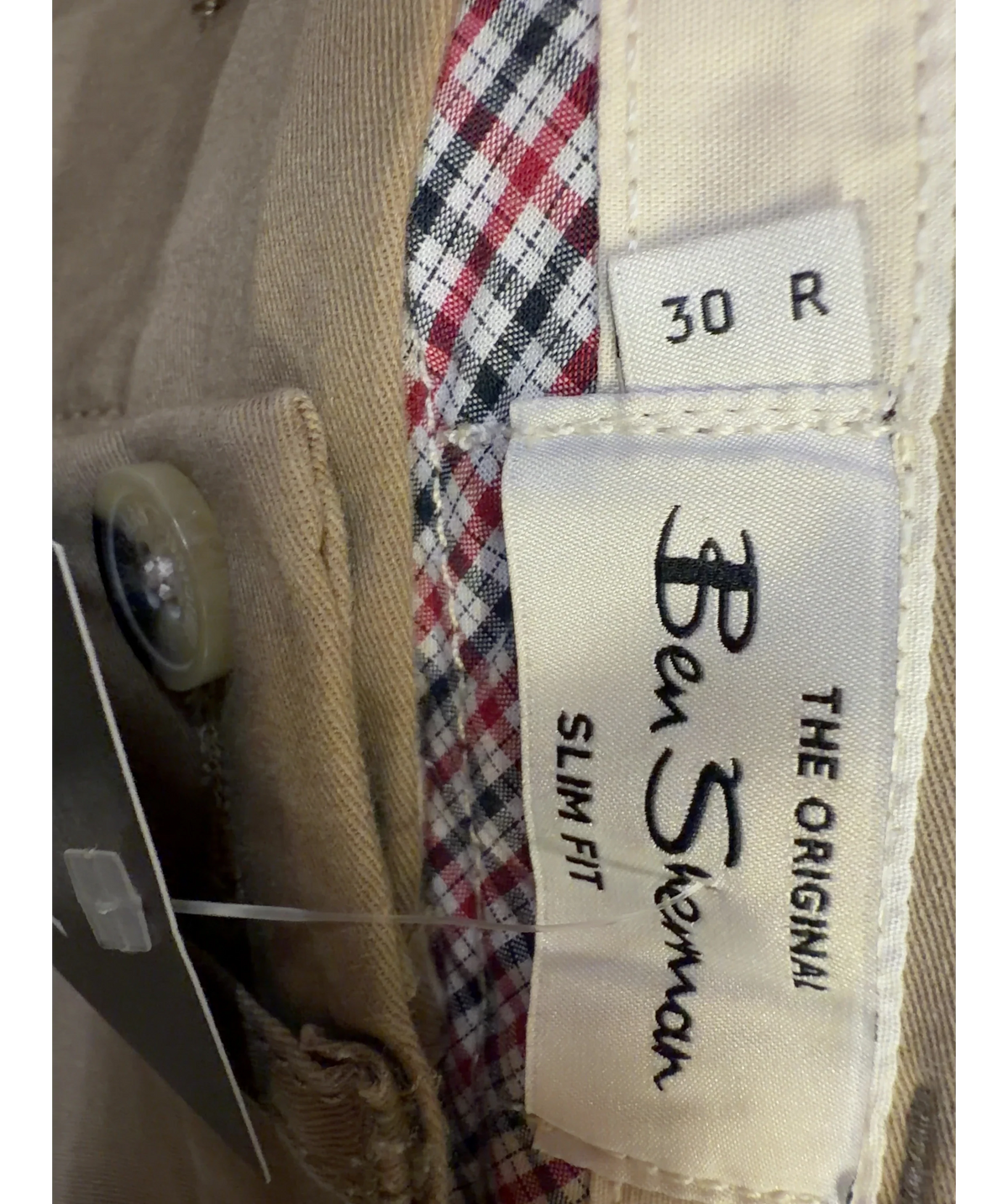 Ben Sherman Beige Signature Slim Stretch Chino, size W32 — care label