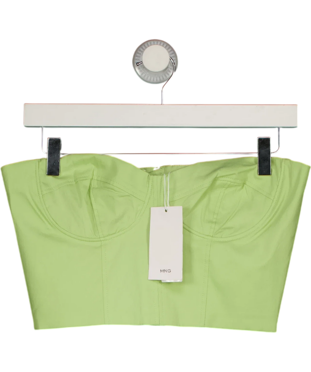 MANGO light green strapless cropped corset top, size UK S — front
