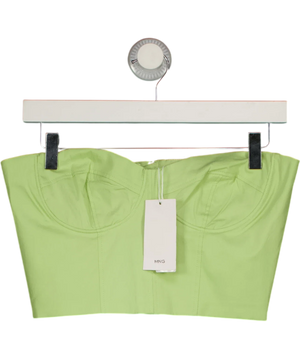 Mango Strapless Cropped Corset Top Green Uk S