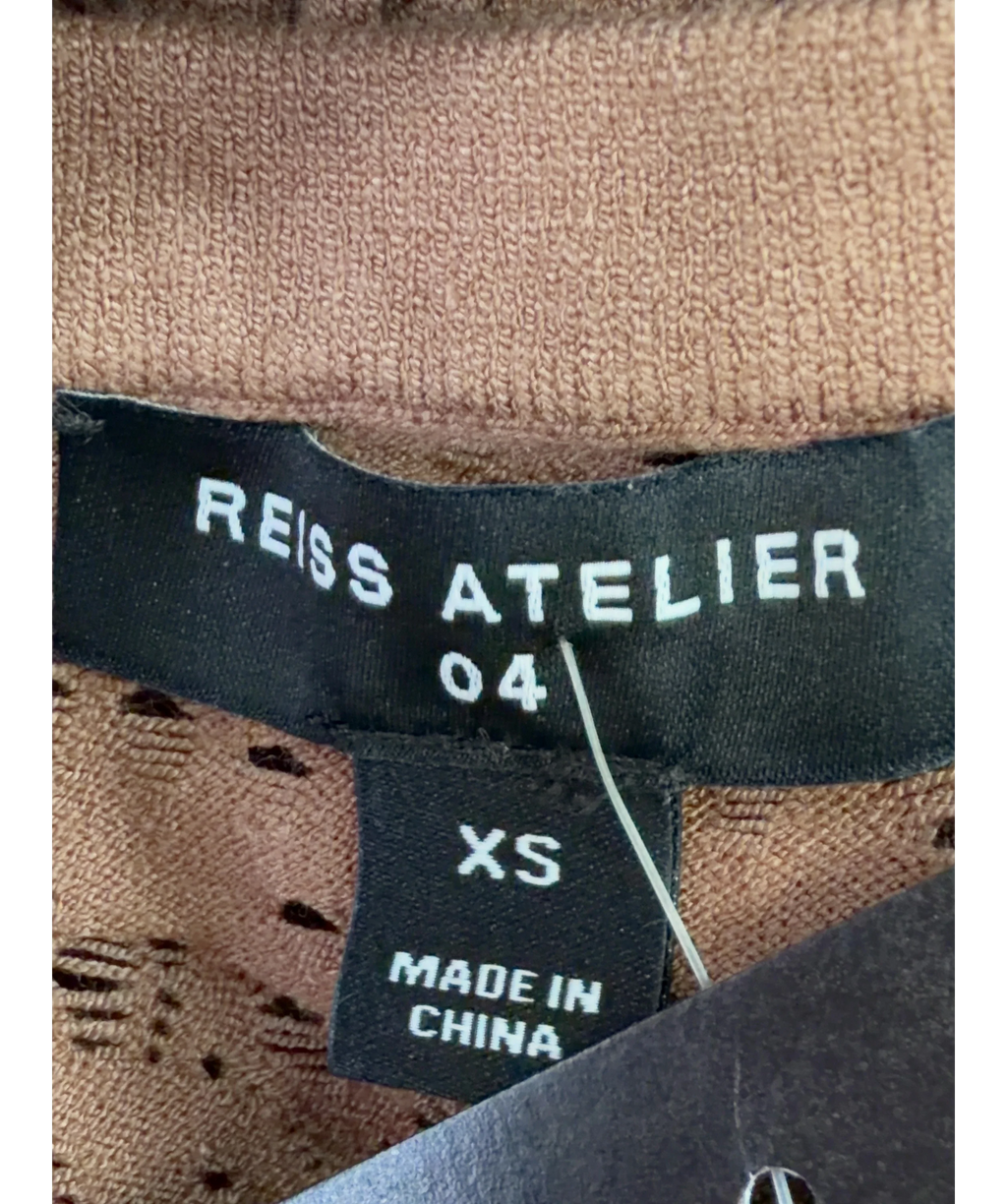 REISS Brown Atelier Adaline Lace-Knit Scoop-Neck Bodysuit, size UK XS — detail