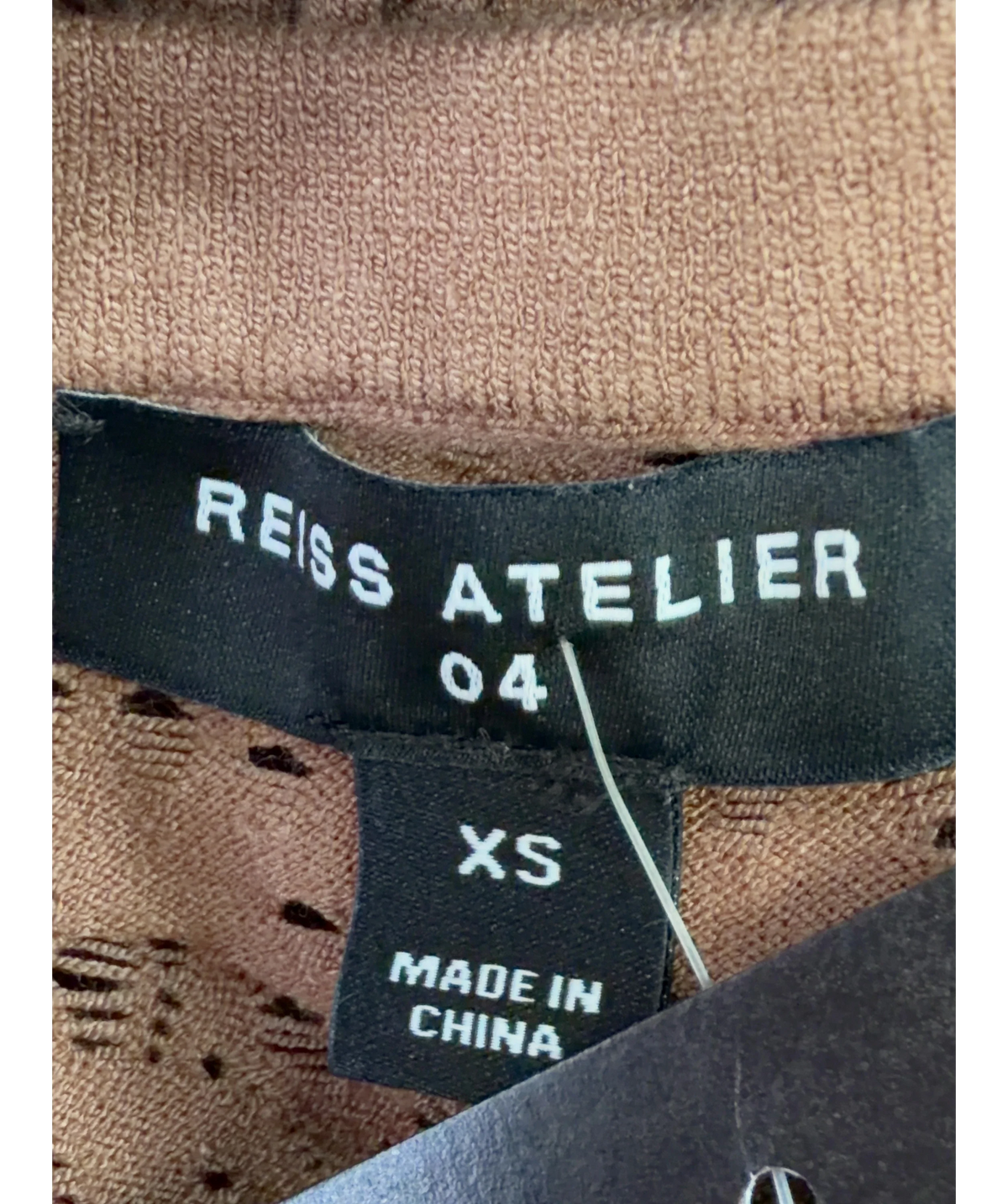 REISS Brown Atelier Adaline Lace-Knit Scoop-Neck Bodysuit, size UK XS — detail