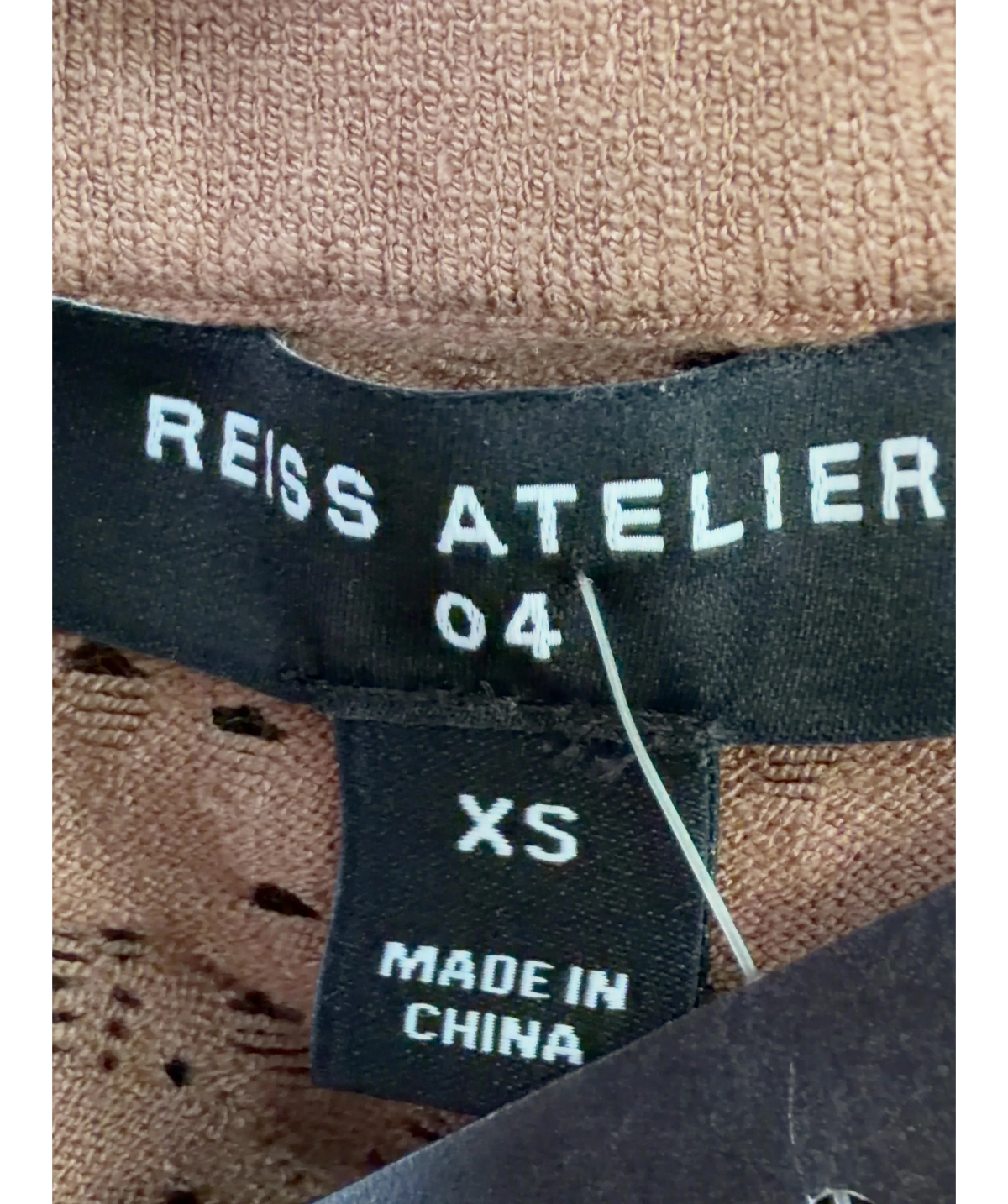 REISS Brown Atelier Adaline Lace-Knit Scoop-Neck Bodysuit, size UK XS — care label