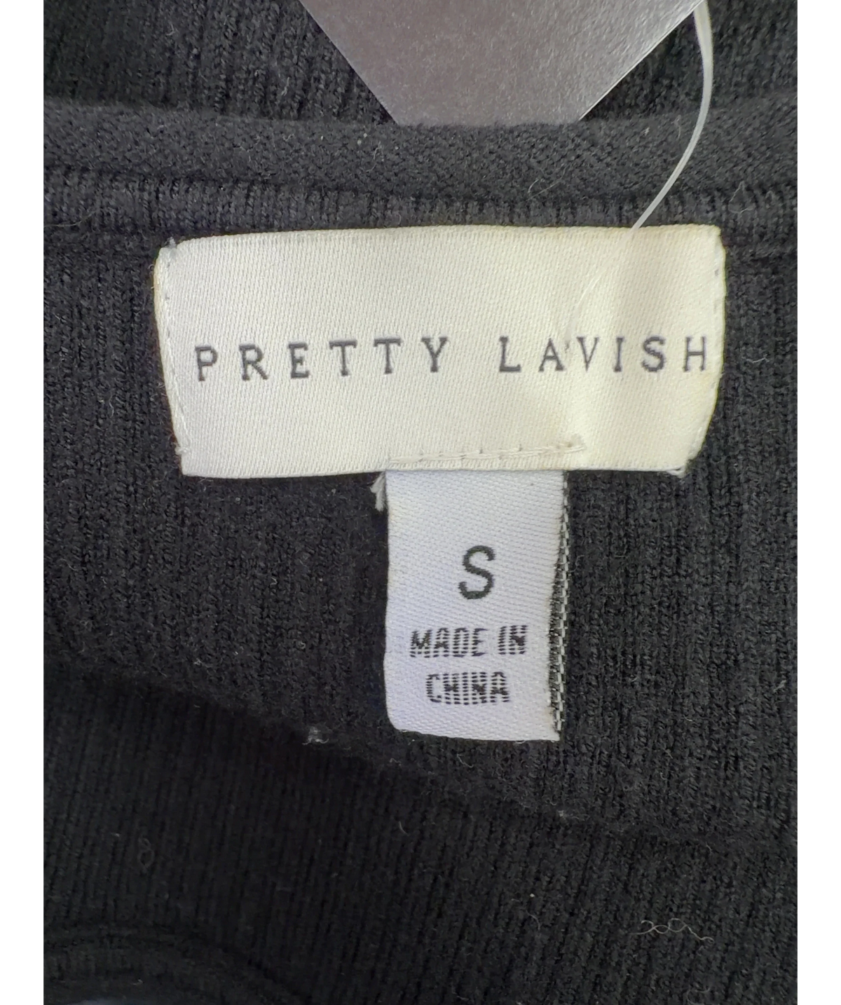 PRETTY LAVISH Black Ali Scoop Neck Knit Top, size UK S — detail