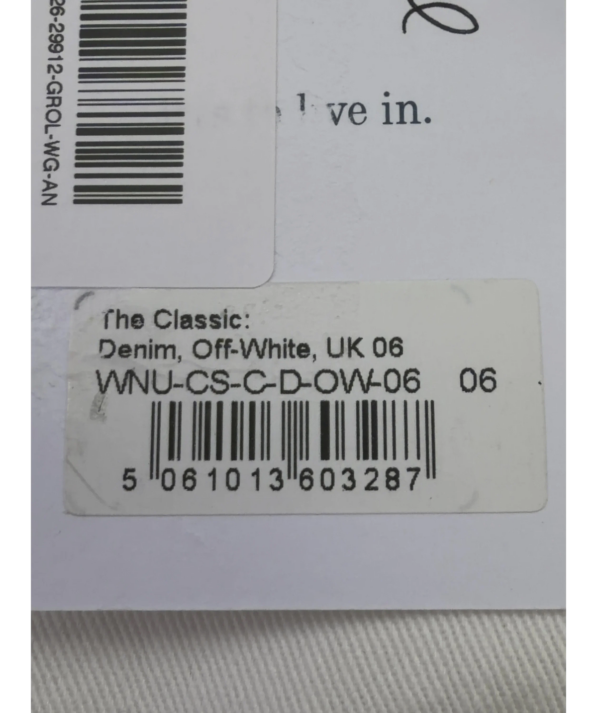 WNU Cream The Classic: Denim, size UK 6 — label