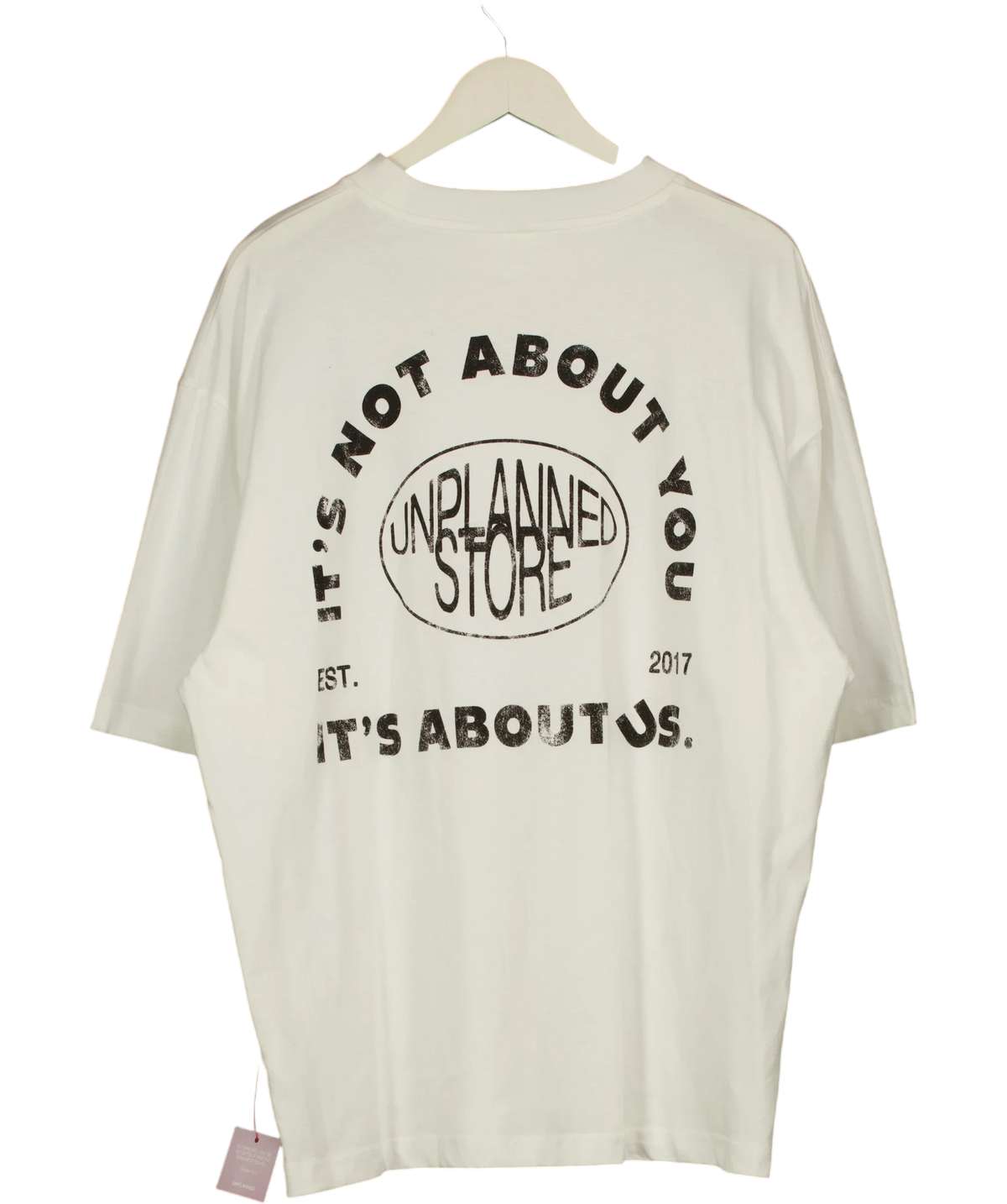 US Store White About Us Graphic Tee, size UK M — back