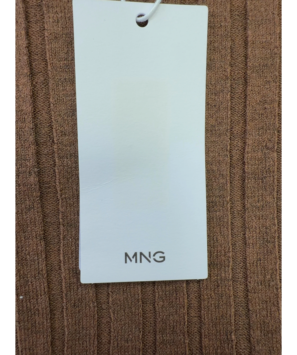 MANGO Brown boat-neck ribbed sweater, size UK S — detail