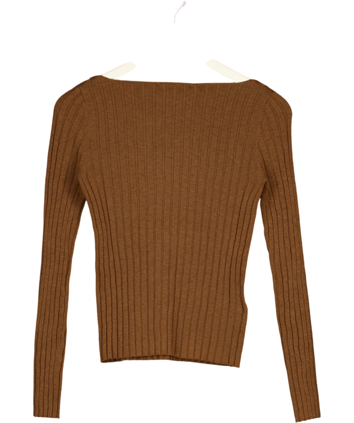 MANGO Brown boat-neck ribbed sweater, size UK S — back