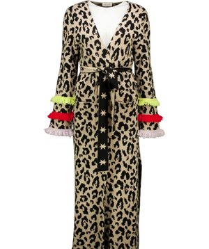 Hayley Menzies Cashmere Longline  Leopard Cardigan UK M
