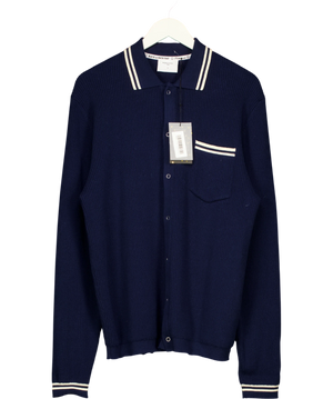 Percival Pablo Cotton Knitted Shirt Blue And White UK M
