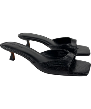 River Island Black Kitten Heel Mules UK 6