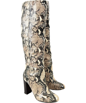 Dune Simonne Beige Snake Knee High Boot UK 3