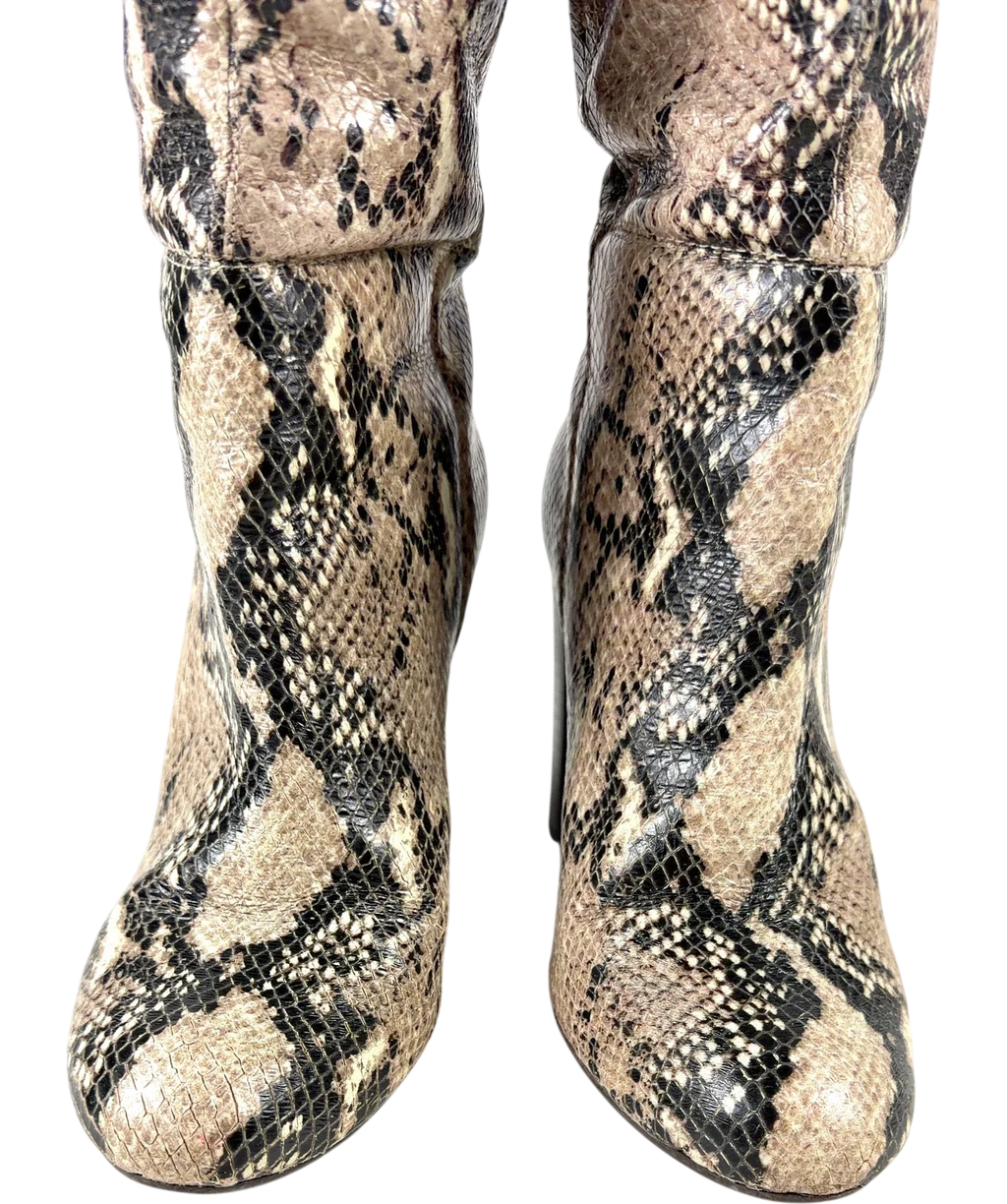 Dune Beige Simonne knee-high snake print boot, size UK 3 EU 36 👠 — detail