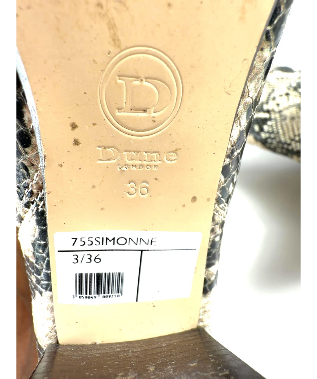 Dune Beige Simonne knee-high snake print boot, size UK 3 EU 36 👠 — care label